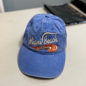 Lucky 7 Miami Beach Florida Hat, Cap. Adjustable Strap OSFM. Blue.
